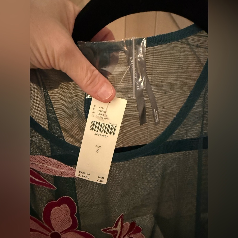 NWT By Anthropologie Embroidered Embroidered Mesh Blouse - Picture 6 of 11